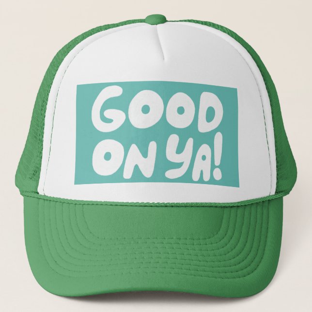 Gorra De Camionero ¡BIEN! Cuto colorido Handletter Aussie (Anverso)