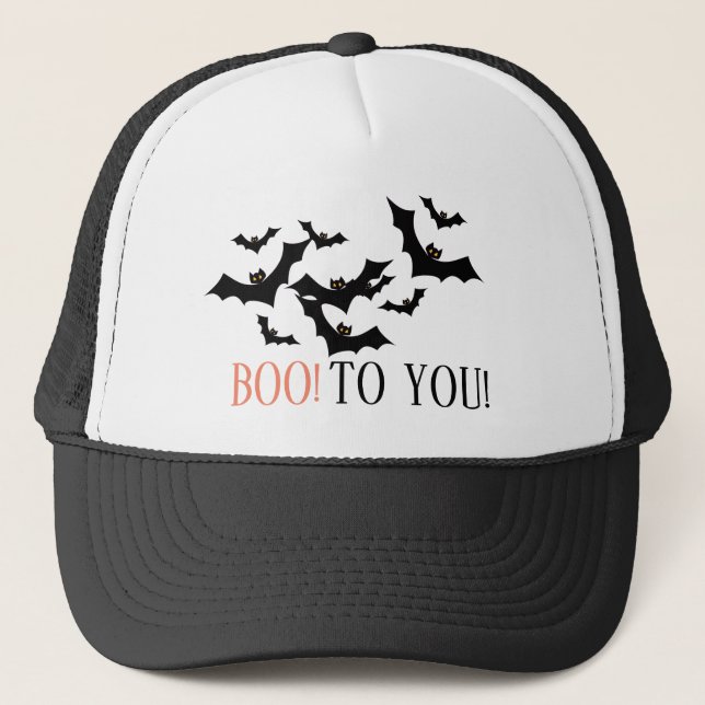 Gorra De Camionero "¡BIEN!" Personalizado de Halloween de Black Bats (Anverso)