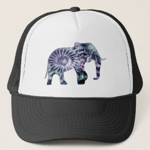 Gorra De Camionero Bienestar animal - Elephant Silhouette Fractal 2
