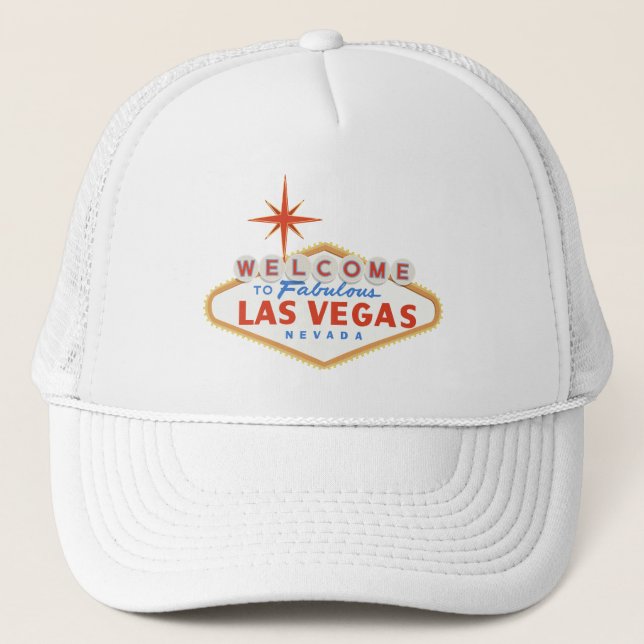Gorra De Camionero Bienvenido a Las Vegas Blanco (Anverso)
