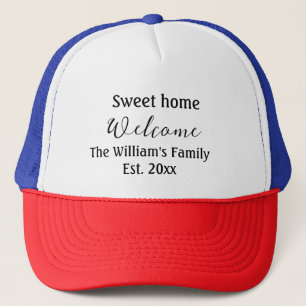 Gorra De Camionero Bienvenido dulce hogar añadir apellido año Est. Te