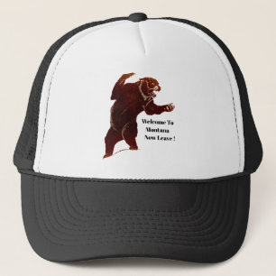 Gorra De Camionero Bienvenidos A Montana Y Dejar El Arte Del Oso Griz