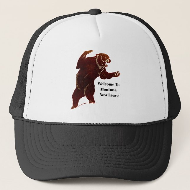 Gorra De Camionero Bienvenidos A Montana Y Dejar El Arte Del Oso Griz (Anverso)