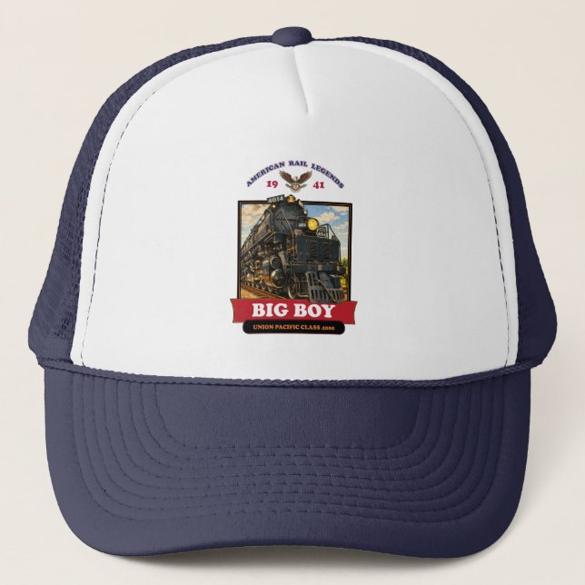 Gorra De Camionero Big Boy 4014 Steam Locomotive Retro Illustration (Anverso)