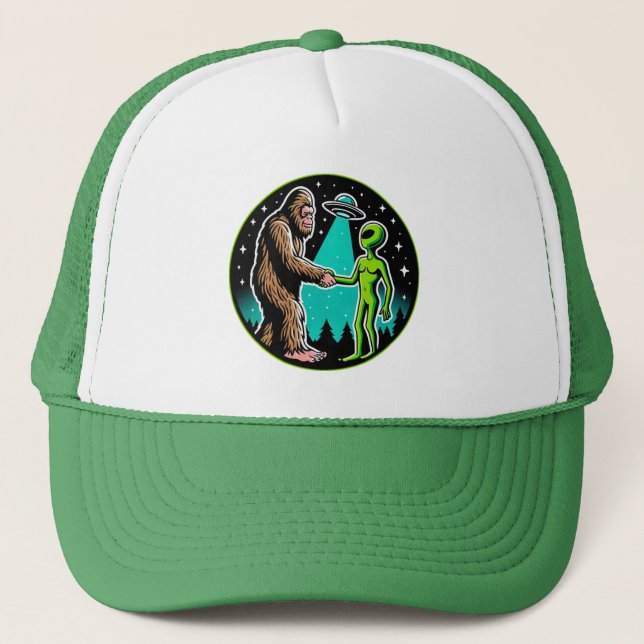 Gorra De Camionero Bigfoot Alien Alliance - Funny Scifi Cryptid (Anverso)