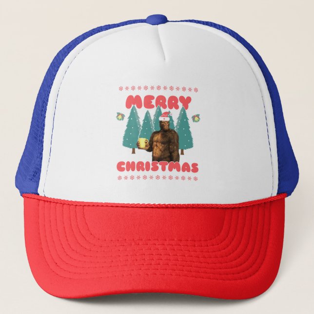 Gorra De Camionero Bigfoot Divertido - Feliz Navidad (Anverso)