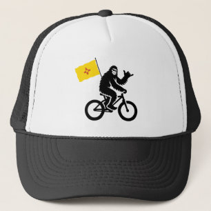 Gorra De Camionero Bigfoot en bicicleta bandera de Nuevo México