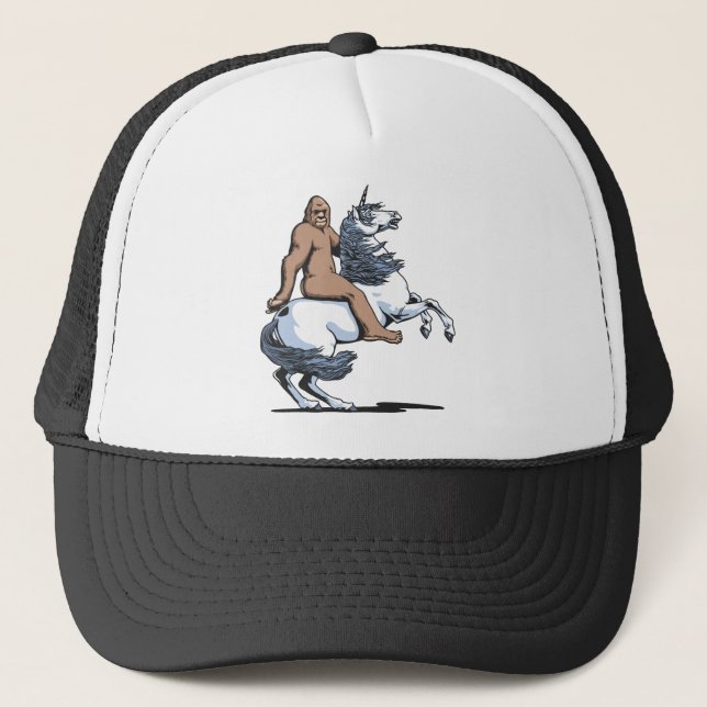 Gorra De Camionero Bigfoot que monta un unicornio (Anverso)