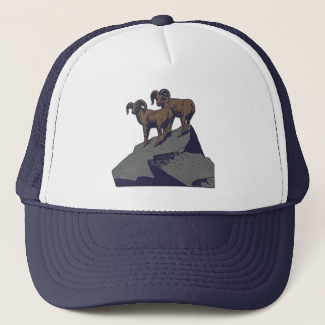 Gorra De Camionero Bighorn Oveja Estadounidense Vida Silvestre Occide (Anverso)