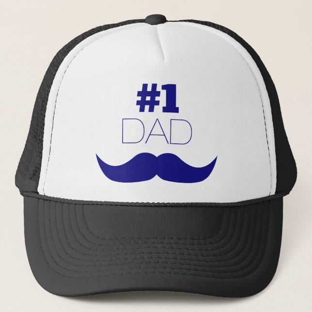 Gorra De Camionero Bigote azul del papá #1 - número uno (Anverso)