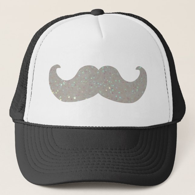 Gorra De Camionero Bigote blanco de Bling (falso gráfico del (Anverso)