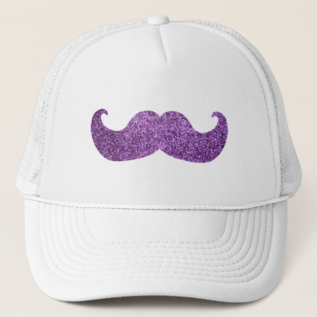 Gorra De Camionero Bigote púrpura de Bling (falso gráfico del (Anverso)