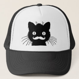 GORRA DE CAMIONERO BIGOTE RETRO DIVERTIDO EN GATITO NEGRO