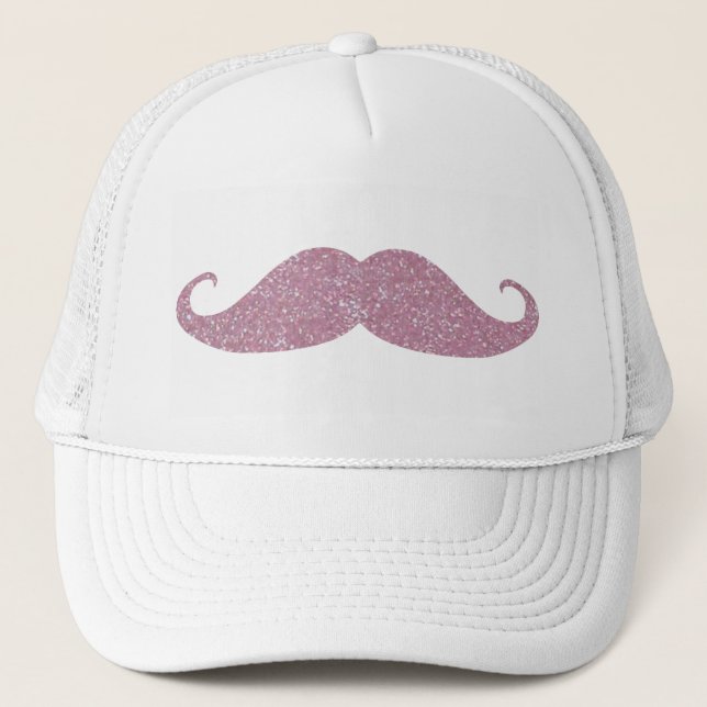 Gorra De Camionero Bigote rosado divertido de Bling (Anverso)