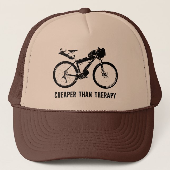Gorra De Camionero Bikepacking, Más Barato Que Terapia (Anverso)