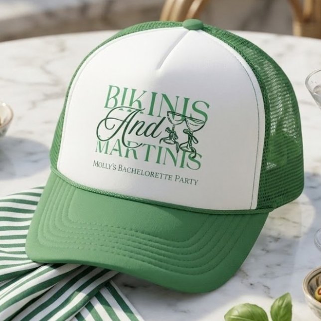 Gorra De Camionero Bikinis y Martinis Playa Despedida de Soltera (Bikinis and Martinis Bachelorette Party Trucker Hat)