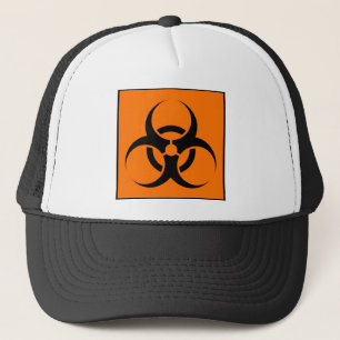 Gorra De Camionero Bio peligro o naranja amonestador del símbolo del