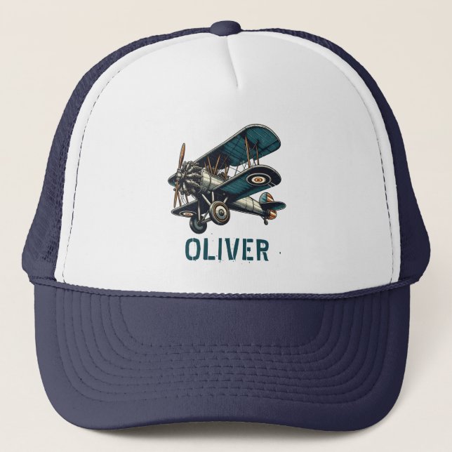 Gorra De Camionero Biplano retro clásico personalizado (Anverso)