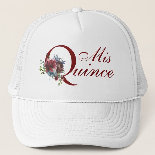 Gorra De Camionero Birmania y Floral Azul Mi Quince cumpleaños (Anverso)