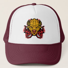 Gorra De Camionero Bison Caminando a Través del Fuego