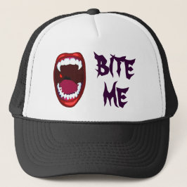 Gorra De Camionero Bite Me Vampis Teeth Demon Fangs Campy Horror Arte