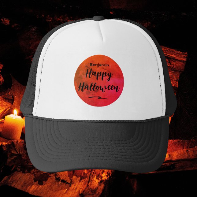 Gorra De Camionero Black and Naranja Full Moon Happy Halloween (Subido por el creador)
