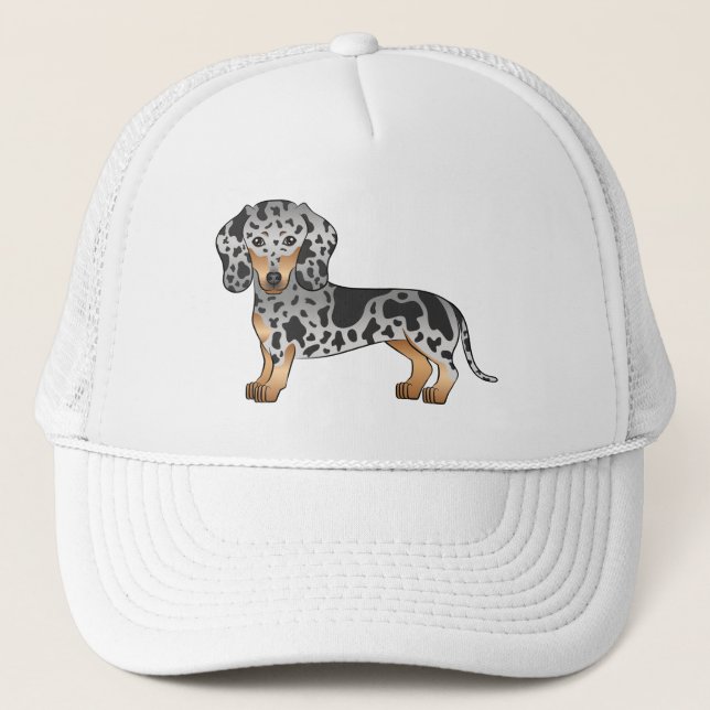 Gorra De Camionero Black And Tan Dapple Short Hair Dachshund Cute Per (Anverso)