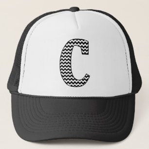 Gorra De Camionero Black and White Chevron Letter C Monogram