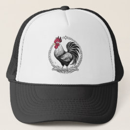 Gorra De Camionero Black and white rooster