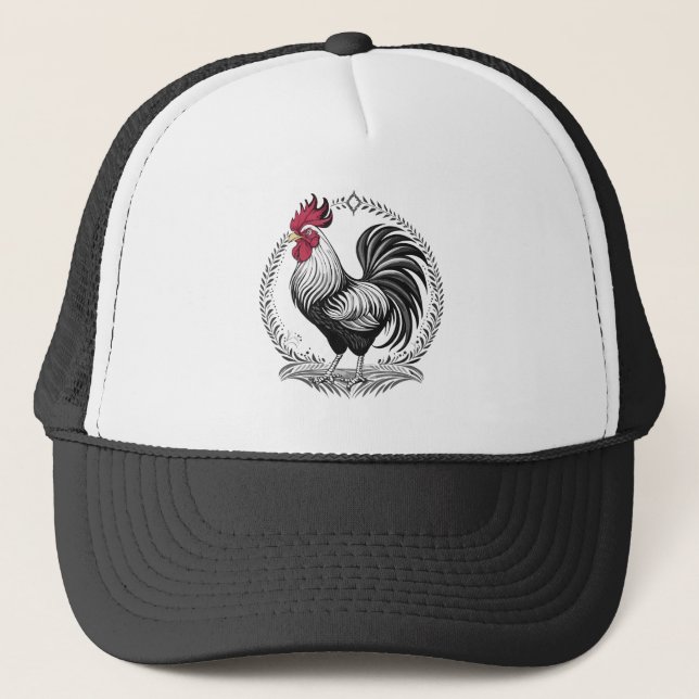 Gorra De Camionero Black and white rooster (Anverso)