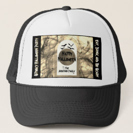Gorra De Camionero Black Bats Spider Web Full Moon Happy Halloween