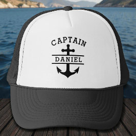 Gorra De Camionero Black Captain Boat Nautical Anchor Ship 