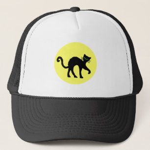 Gorra De Camionero Black Cat Green Eyes Full Yellow Moon
