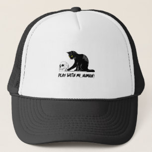 Gorra De Camionero Black Cat With Skull Play With Me Human Creepy