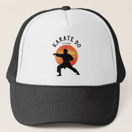 Gorra De Camionero Black Karate Figura Sol Naranja Nombre amarillo mo