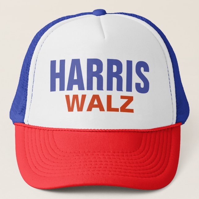 Gorra De Camionero Black White and Blue Harris Walz (Anverso)