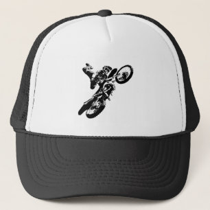 Gorra De Camionero Black White Pop Art Motocross Motoryle Sport