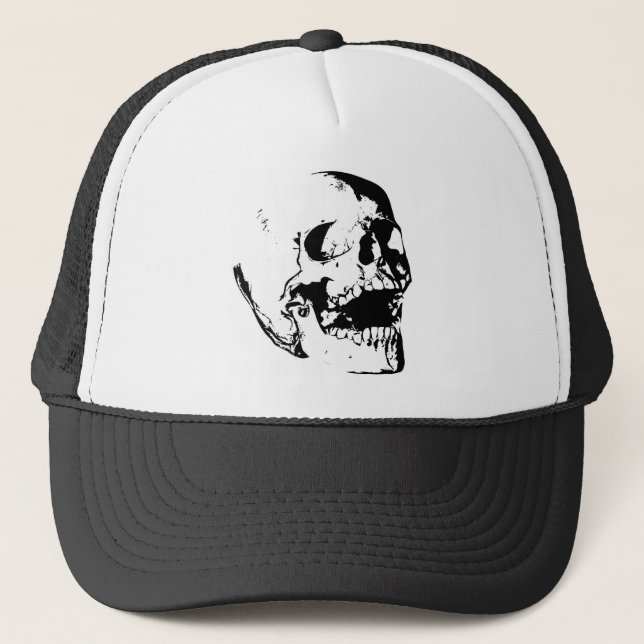 Gorra De Camionero Black White Skull (Anverso)