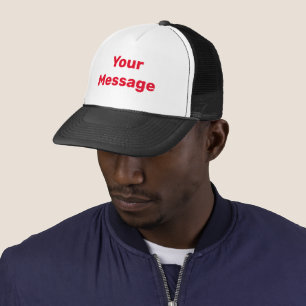 Gorra De Camionero Blanco simple con plantilla de texto rojo