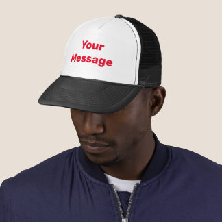Gorra De Camionero Blanco simple con plantilla de texto rojo