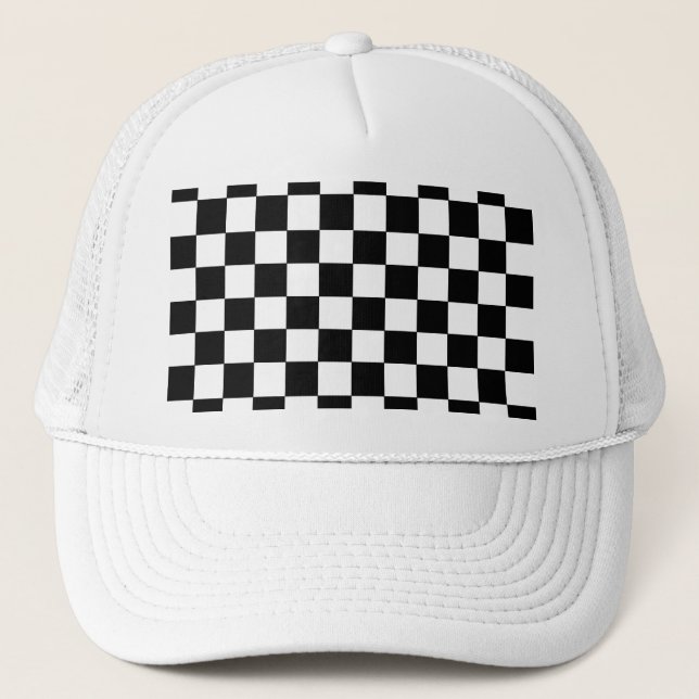 Gorra De Camionero Blanco y negro a cuadros (Anverso)