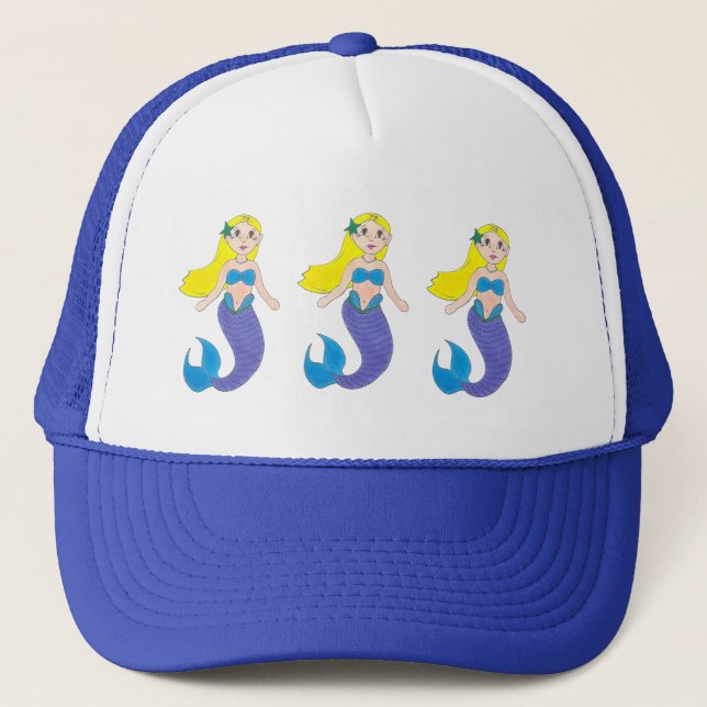 Gorra De Camionero Blona Natación Sirena Chica Púrpura Cola Mar (Anverso)