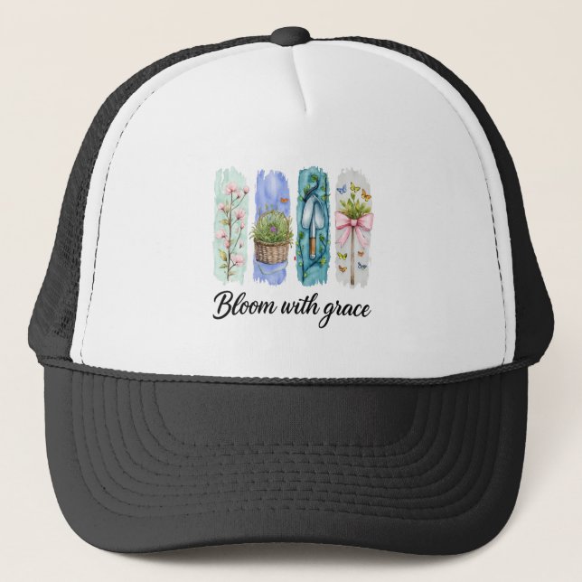 Gorra De Camionero Bloom con arte floral Grace Garden (Anverso)