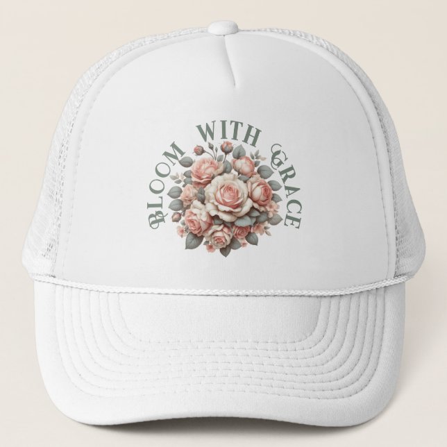Gorra De Camionero Bloom Con Grace Shabby Chic Rosa (Anverso)