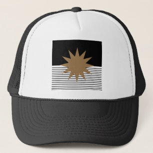 Gorra De Camionero Bloqueo de color blanco negro y sol marrón
