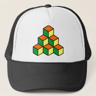 Gorra De Camionero Bloques geométricos - Naranja verde y amarillo