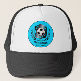 Gorra De Camionero Blue and Black Personalized Soccer Custom Text 