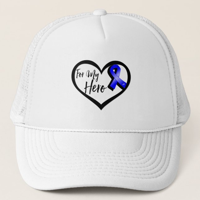 Gorra De Camionero Blue Awareness Ribbon For My Hero (Anverso)