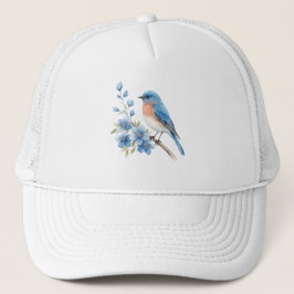 Gorra De Camionero Blue bird with blue flowers