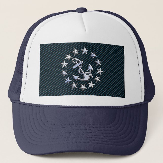 Gorra De Camionero Blue Chrome Like Yacht Flag Automotive Grille (Anverso)